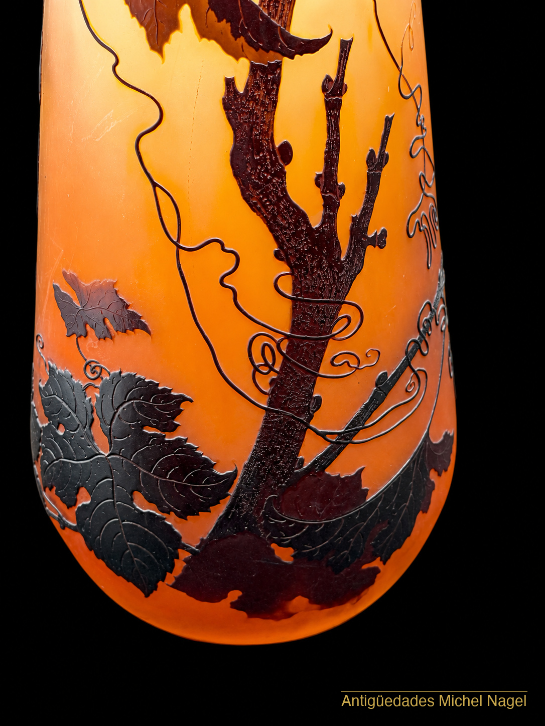 Jarrón de cristal camafeo con decoración de vides y racimos de uvas — foto 10
