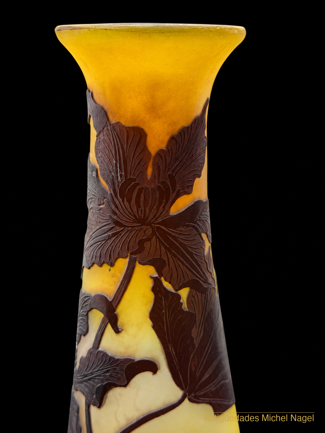 Jarrón de cristal cameo Gallé con flores — foto 3